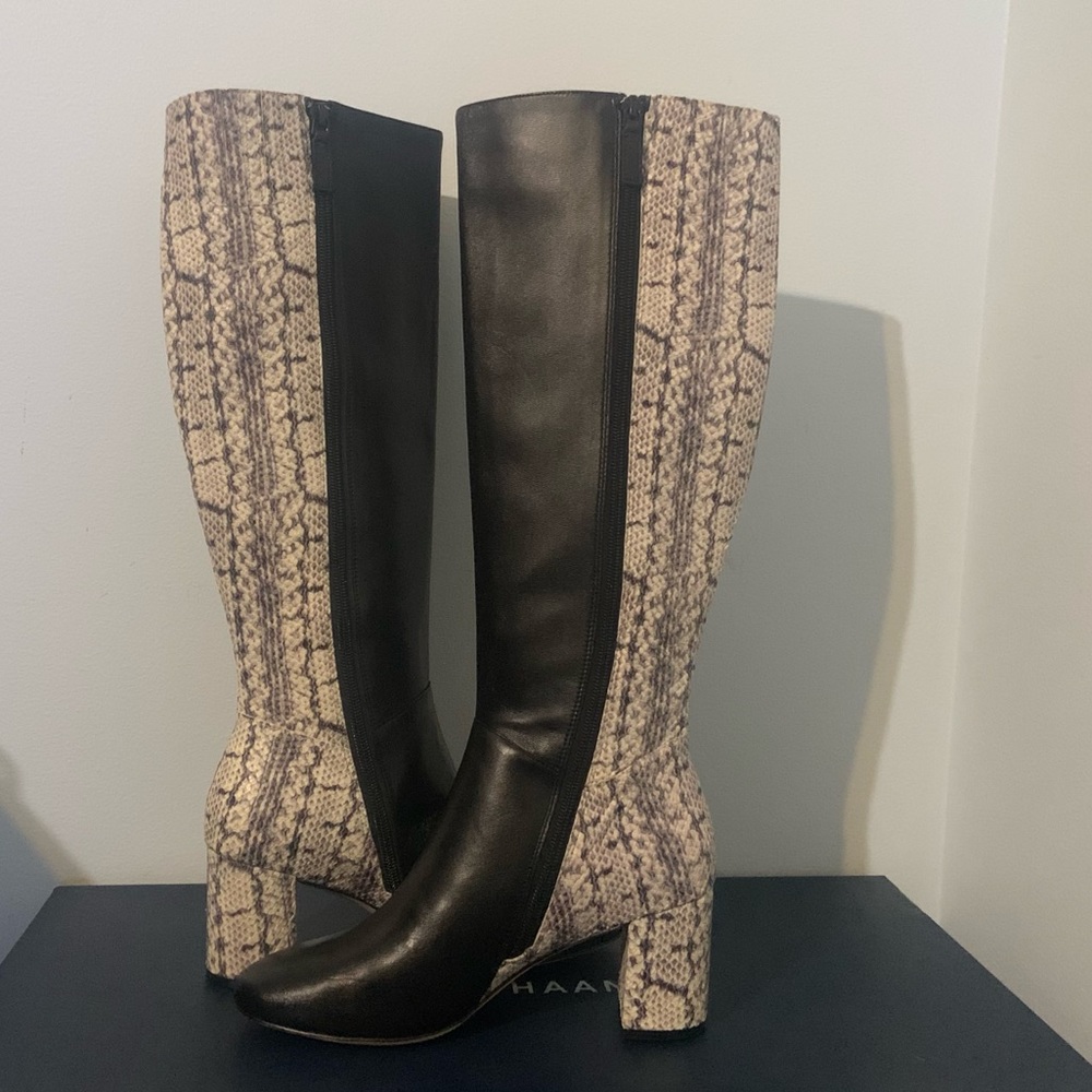 Cole Haan Leather/Python Print Boots